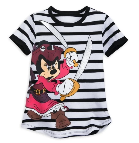 Discount ⌛ Disney T-Shirt For ???? Girls - Minnie Mouse Pirates Of The Caribbean - Striped ⌛ 1 Discount ⌛ Disney T-Shirt For ???? Girls - Minnie Mouse Pirates Of The Caribbean - Striped ⌛