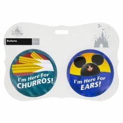 Brand new ???? Disney Souvenir Button Set - Churros And Ears - Set Of 2 ????