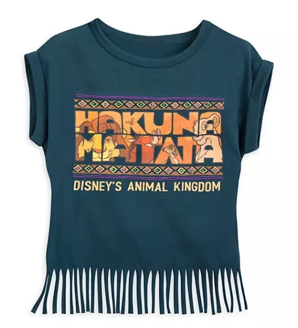Promo ❤️ Disney ???? Shirt For ???? Girls - Hakuna Matata - Animal Kingdom - Fringed ???? 1 Promo ❤️ Disney ???? Shirt For ???? Girls - Hakuna Matata - Animal Kingdom - Fringed ????