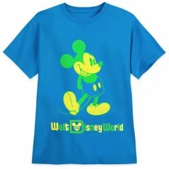 Deals 😀 Disney T-Shirt For Kids - Mickey Mouse Classic Neon - Blue 😍