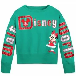 New ✨ Disney Girl's Pullover Top - Holiday Minnie Mouse - Walt Disney World - Green 👏