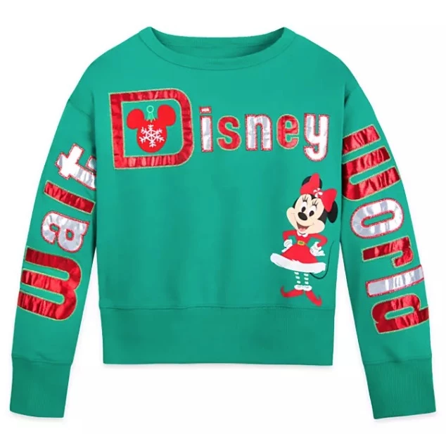 New ✨ Disney Girl's Pullover Top - Holiday Minnie Mouse - Walt Disney World - Green ???? 1 New ✨ Disney Girl's Pullover Top - Holiday Minnie Mouse - Walt Disney World - Green ????